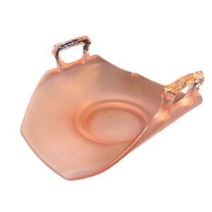 Vintage Pink Satin Lancaster Glass Co Double Handle Candy Dish / Basket